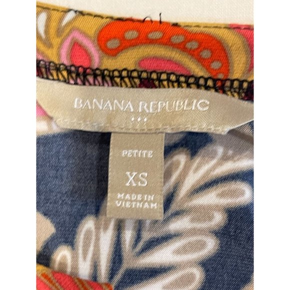 Banana Republic Womens Paisley Print Shift Dress Split V Neck Pink Orange SZ XS - Picture 5 of 5